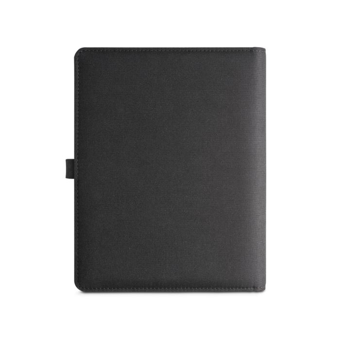 EMERGE A5 FOLDER. Mapa A5 din 300D poliester reciclat (100% rPET) cu încărcător wireless încorporat - Negru