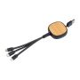 retractable charging cable with bamboo decoration - Black - 23,5 × 5 × 1,4 cm