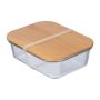 Glass lunchbox with bamboo lid - Transparent - 20 × 15,3 × 6,5 cm
