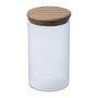 Borosilicate glass jar with pine wood lid, 1000 ml - Transparent - 17,2 × ø10,2 cm