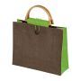 Sacoșă din iută cu mânere din bambus - Verde - 33 × 11,5 × 27 cm