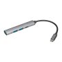 HUB USB din aluminiu reciclat - Gri - 23,5 × 1,5 × 0,8 cm