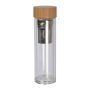 Sticlă cu dop din bambus, 420 ml - Transparent - ø72 × 235 mm