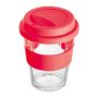Pahar din sticlă cu manșon și capac, 300 ml