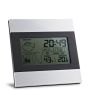 DENE. Stație meteo de birou cu ecran LCD din aluminiu și ABS - Argintiu satinat - Personalizat