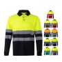 VL VULCAN. Tricou polo bicolor cu ochi de pasăre (160g/m²) cu mâneci lungi, din poliester (100%) - Personalizat