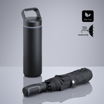 Outdoor Set: steel water bottle 650 ml & automatic umbrella