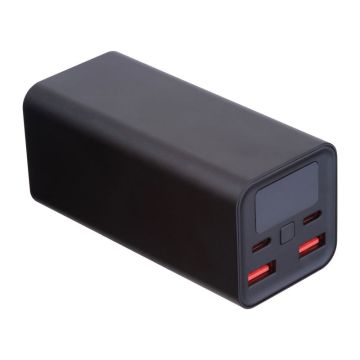 20000 mAh aluminum powerbank - Black - 13,7 x 7 x 1,4 cm