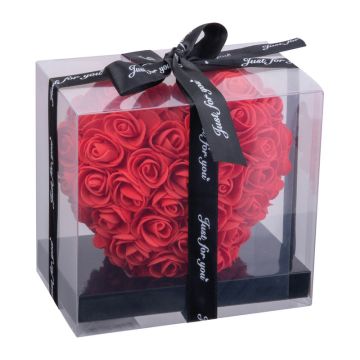 Trandafiri artificiali în formă de inimă - Rosu - 16,1 x 10 x 15,1 cm