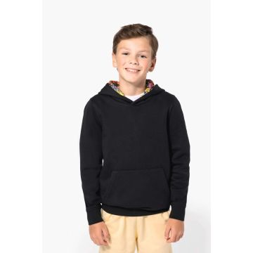 UNISEX KIDS CONTRAST PATTERNED HOODED SWEATSHIRT
