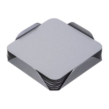 6-piece coaster set - Grey - 9,2 x 9,2 x 2,2 cm