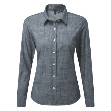 WOMEN'S COTTON SLUB CHAMBRAY LONG SLEEVE SHIRT