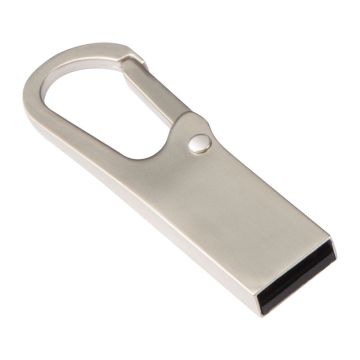 Metal USB stick with carabiner - 8GB - Grey - 5,1 × 1,6 × 0,5 cm