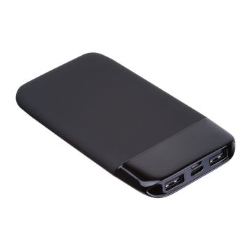 Powerbank de 8000 mAh cu logo iluminat - Negru - 10,5 x 4,8 x 4,8 cm