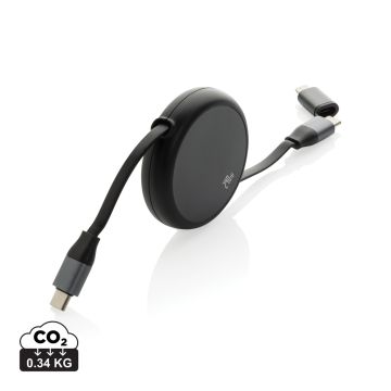 Terra RCS recycled aluminium retractable 240W 2-in-1 cable