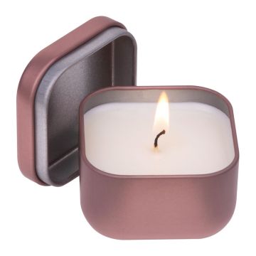 Lumânare în cutie metalică - Rose Gold - 5,5 x 5,5 x 4 cm