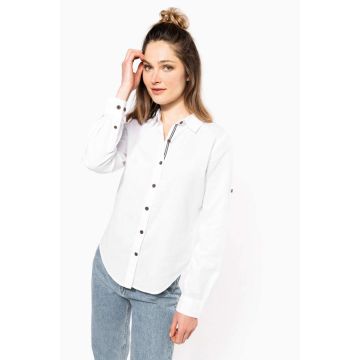 LADIES' LONG SLEEVE LINEN AND COTTON SHIRT