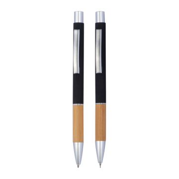 Set de scris din aluminiu si bambus - Negru - 15,5 × 4,8 × 1,3 cm