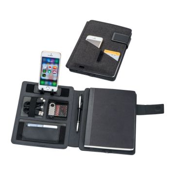 Mapă A5 cu powerbank - Negru - 17,8 × 22,5 × 3,2 cm