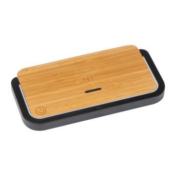 Încărcător wireless din bambus