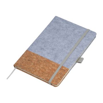Caiet A5 cu copertă din plută și pâslă - Gri - 14,6 x 1,3 x 21,1 cm