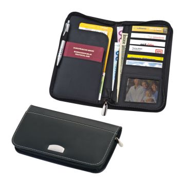 Portofel din piele - Negru - 13 × 24,5 × 2,8 cm