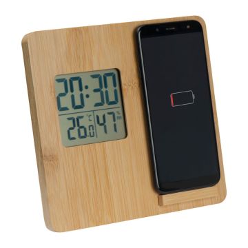Staţie meteo din bambus - Beige - 18 × 1,8 × 17 cm