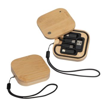Set de cabluri în cutie bambus