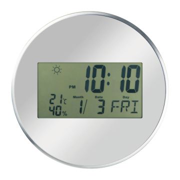 Ceas perete cu disply digital - Gri - ø 24,7 × 2,5 cm