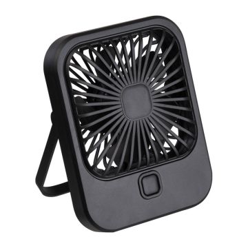 Ventilator de birou cu acumulator - Negru - 9,9 x 3,3 x 12,5 cm