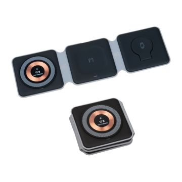 Încărcător wireless 3 în 1 - Negru - 25 x 0,6 x 7,5 cm