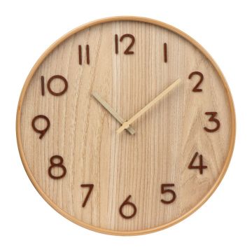Ceas din lemn - Beige - ø 31,5 × 3 cm