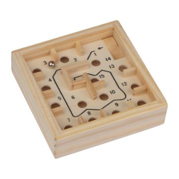 Puzzle labirint din lemn - Beige - 9 × 9 × 2,5 cm