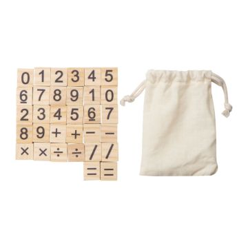 Jucărie cu numere din lemn - Beige - 10 × 2,5 × 12 cm