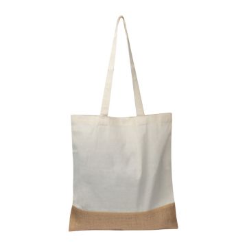 Sacoșă de cumpărături, cu bază de iută - Alb  - 38 × 0,2 × 42 cm