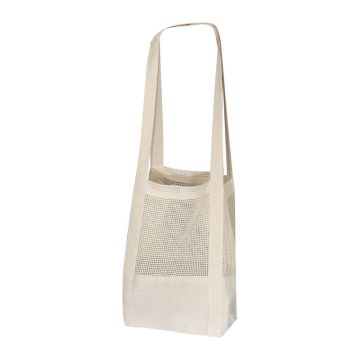 Sacoșă din bumbac cu secţie croșetată - Alb  - 20,2 × 14,5 × 29,5 cm