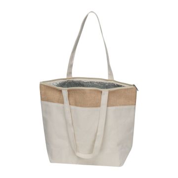Geantă frigorifică din bumbac și iută - Beige - 42 × 13,5 × 26 cm