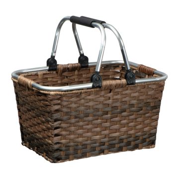 Coș pentru cumpărături poliratan - Maro - 41,5 × 30 × 25 cm