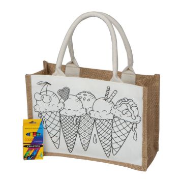 Sacosă de colorat din iuta - Beige - 31 × 12 × 21 cm