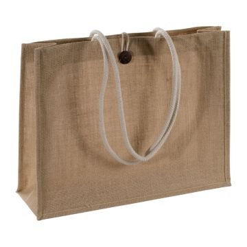 Sacoșă mare din iută cu mânere din șnur - Maro - 44,7 × 12,5 × 35,5 cm