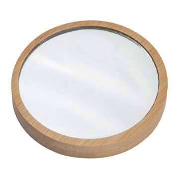 Oglindă pentru machiaj din bambus - Beige - ø 7 × 1 cm