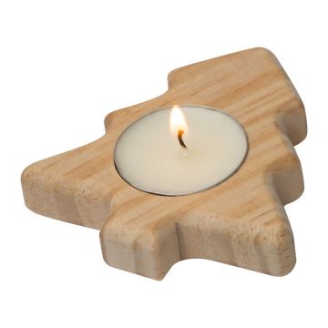 Suport de lumânare din lemn - Beige - 8,5 x 1,8 x 9 cm