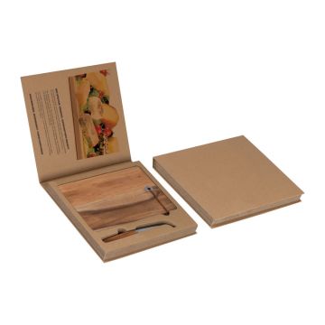 Tocător din lemn cu un cuţit caşcaval - Maro - 25,7 × 28 × 2,7 cm