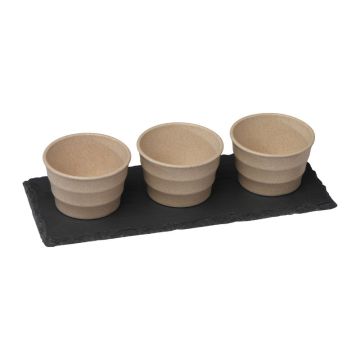 Castronaşe pe placă de ardezie - Alb  - 25 × 10 × 5,7 cm