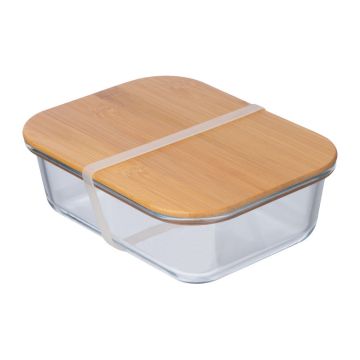 Caserolă cu capac din bambus - Transparent - 20 × 15,3 × 6,5 cm