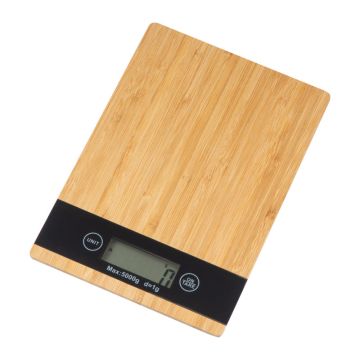 Cântar digital de bucătărie din bambus - Beige - 16,1 × 23 × 1,9 cm