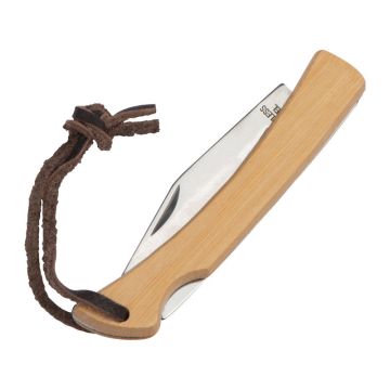 Cuţit de buzunar cu mâner din bambus - Beige - 9,9 × 1,2 × 2,2 cm