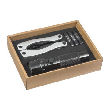 Set cu lanternă şi cleşte - Negru - 17,1 × 13 × 3,8