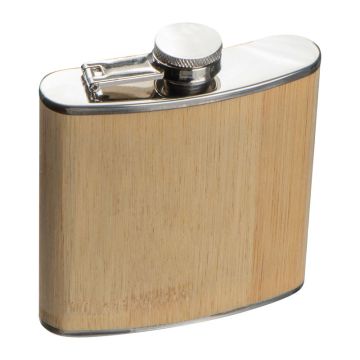 Sticluţă  wisky cu înveliș din bambus, 170 ml - Beige - 9,3 × 3 × 10,9 cm