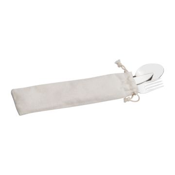 Set de tacâmuri în husă bumbac - Beige - 5,7 × 1,7 × 23,5 cm
